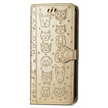 Imagem de Capa carteira de couro de animais de desenho animado fofo com zíper carteira flip para Huawei Enioy 50Z capa de telefone pulseira dourada