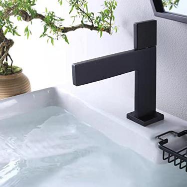 Imagem de Torneira para lavatório de banheiro Torneira de níquel Sifang quente e fria de alça única Torneira de lavatório personalizada, preta