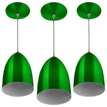 Imagem de Kit 3 Lustre Pendente Luminária Sadan Alumínio Verde Metálic - Marrylu