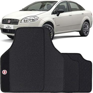 Imagem de Jogo de Tapete Borracha Pvc Universal Fiat Linea 2009 a 2018 Preto Bordado Carpete Antiderrapante Impermeável