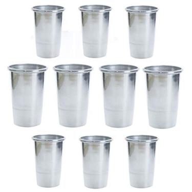 Imagem de KIT 10 COPOS DE TERERÉ ALUMÍNIO CROMADO 350ML NOSSO TERERÊ