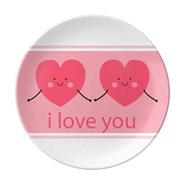 Imagem de Prato decorativo de porcelana Salver Salver para o Dia dos Namorados Rosa com rosto sorridente