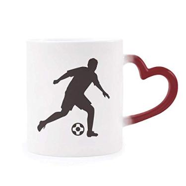 Imagem de Caneca sensível ao calor com contorno de esportes de futebol americano, copo de grés que muda de cor vermelha