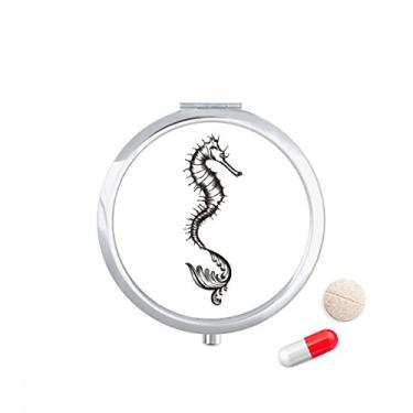 Imagem de Hippocampus Marine Life Caixa de armazenamento de medicamentos com ilustração preta
