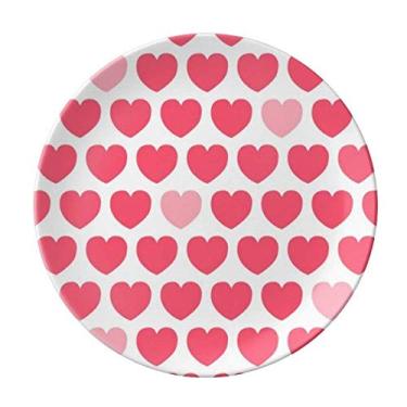Imagem de Prato decorativo com manchas de coração rosa e vermelho de porcelana Salver louça de jantar