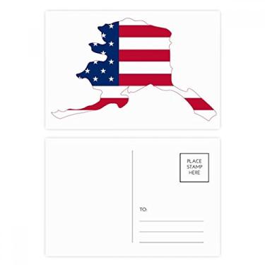 Imagem de Mapa Estrelas Listras Bandeira Formato Alaka EUA Cartão Postal Cartão Cartão Cartão Cartão Cartão de Felicitação