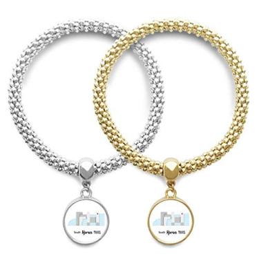 Imagem de DIYthinker Coreia do Sul Marcos de monumentos The Building Lover pulseira bracelete pingente joia corrente para casal presente