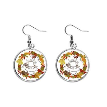 Imagem de Guland Brinco de prata com estampa de folhas de Dia de Ação de Graças, joia feminina