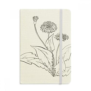 Imagem de Caderno de flores de dente-de-leão branco preto oficial de tecido capa dura diário clássico
