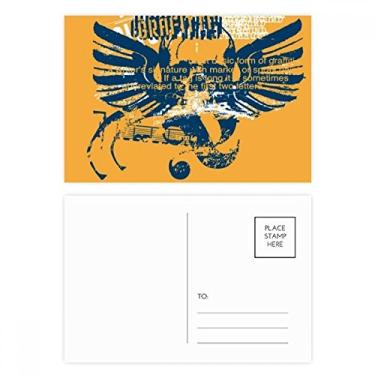 Imagem de Cartão postal de aniversário com asas de caveira, grafite, rua, laranja, azul, cartão de agradecimento