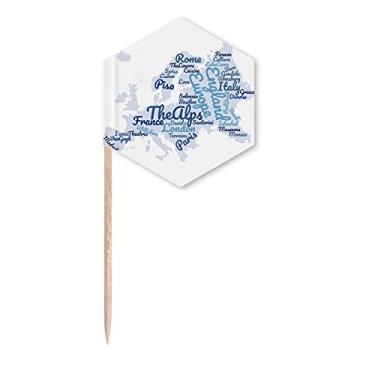 Imagem de Mapa europeu, geografia, Wordcloud, palito, bandeiras, cupcake, palitos comemorativos