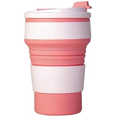 Imagem de Copo de silicone dobrável antiderrapante, copo de café dobrável, tamanho de bolso, copo de acampamento com tampas, copo de viagem portátil leve para acampamento ao ar livre, caminhadas, sem canudo incluído
