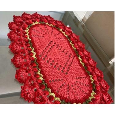 Imagem de Centro de Mesa Tulipas / Caminho de Mesa de Crochê / Toalha de Mesa Crochê Oval / Centrinho de Crochê Oval Decoração Cas