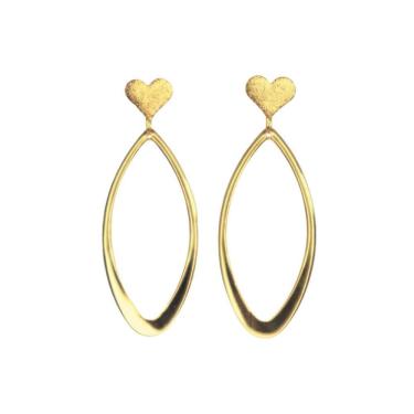 Imagem de Brinco Oval Coração - Banhado em Ouro 18k