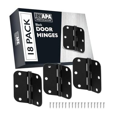 Imagem de Dobradiças de porta – dobradiças internas de 8,9 x 8,9 cm para portas com cantos de raio de 5/8, Pack of 18, Flat Black