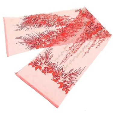 Imagem de OHPHCALL Remendos de fita para decoração de ferro para roupas Remendos modernos de renda para roupas apliques para roupas costurados a ferro em remendos para calças miçangas flores poliéster vermelho