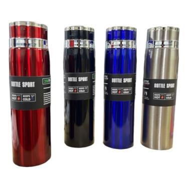 Imagem de Garrafa Copo Squeeze Térmica Aço Inox 1l 1 Litro Grande (prata)