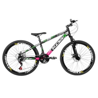 Imagem de Bicicleta Aro 26 KOG 18v Disco Freeride Full X25 Tipo Viking,Preto com Rosa Verde