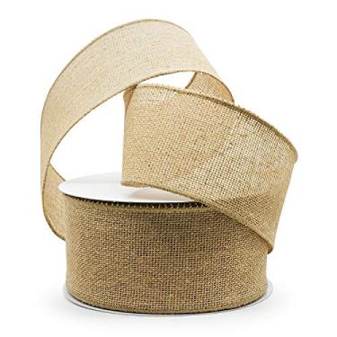 Imagem de CT CRAFT LLC Fita de tecido de serapilheira com fio 7,6 cm x 20 jardas cor natural para decoração de Natal, casa, casamento, embrulho de presente, enfeite de árvore, laço de guirlanda, buquê de