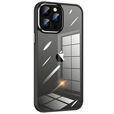 Imagem de Capa de silicone transparente para iPhone 14 Pro com lente de câmera de vidro protetora integrada à prova de choque capa fina para iPhone 14 Pro 2022 de 6,1 polegadas preta fria