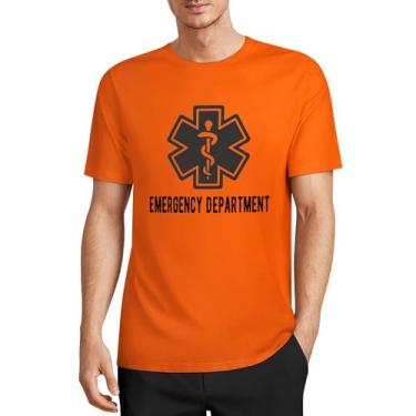 Imagem de Camiseta masculina CHAIKEN&Capon com departamento de emergência, camiseta moderna, 5GG, masculina, gola redonda, manga curta, algodão, Laranja médio, P