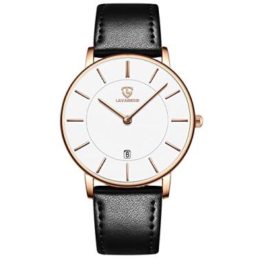 Imagem de BEN NEVIS Relógio masculino, relógio de pulso minimalista, moderno, simples, analógico, data, com pulseira de couro, 05 - preto e branco, Minimalista