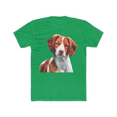 Imagem de Camiseta masculina de algodão "Gunner" Brittany Spaniel da Doggylips, Verde Kelly liso, P