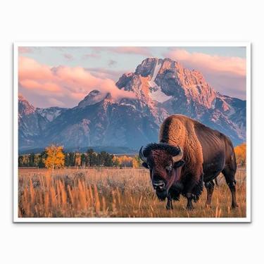 Imagem de Impressão de arte de búfalo, pôster de vida selvagem, imagem em tela do Parque Nacional, decoração de impressão de búfalo, decoração de parede de casa de fazenda decorativa do sudoeste, decoração de