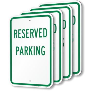 Imagem de SmartSign (Pacote com 4) Placa de estacionamento reservada de 45 x 30 cm, composto de alumínio de 120 mm de espessura (ACM), material refletivo de grau de engenheiro, verde e branco