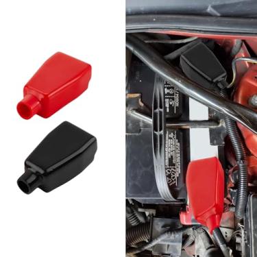 Imagem de DWARFOO Capa de terminal de bateria de 2 peças, protetor de terminal de bateria de carro, tampas de terminal de bateria vermelhas e pretas, tampas protetoras de isolamento de terminal de bateria