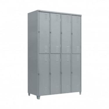 Imagem de Armário Roupeiro De Aço Vestiário Academia 8 Portas Locker Cinza com Chave