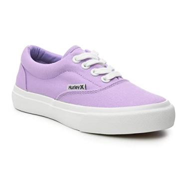 Imagem de Hurley Marley Tênis infantil de lona com cadarço – Tênis de skate de cano baixo para crianças, calçados esportivos para meninos e meninas, Roxa, 13 Little Kid