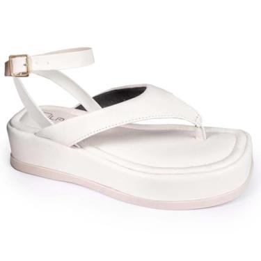 Imagem de Chinelo Feminino Flatform Sandália Papete Confortável Fivela (Off White, BR, Adulto, Numérico, 38)