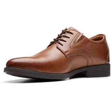Imagem de Clarks Whiddon Plain Oxford masculino, Couro marrom escuro, 8.5 Wide