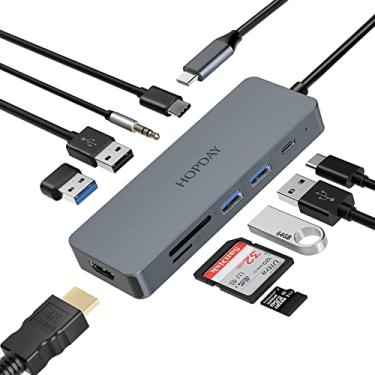 Imagem de Hub USB C, adaptador USB C MacBook Pro/Air iPad Pro, 10 em 1 com saída HDMI 4K, compatível com laptop, Surface Pro 8 e outros dispositivos tipo C (leitor de cartão PD100W USB 3.0 TF)