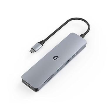Imagem de Hub USB C, estação de ancoragem SUTOUG 6 em 1 com adaptador HDMI 4K, leitor de cartão SD/TF, portas USB 3.0/2.0, estação de ancoragem com adaptador multiportas tipo C para monitor duplo para Surface