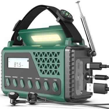 Imagem de Rádio meteorológico de emergência 10.000 mAh, rádio meteorológico NOAA/AM/FM/SW, rádio de manivela com energia solar, carregamento USB tipo C, alarme SOS, lanterna e luz de leitura de LED, bússola e