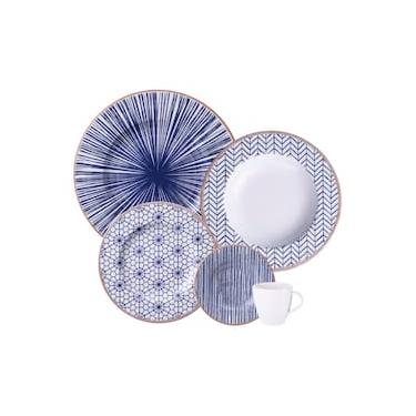 Imagem de Aparelho de Jantar 20 peças Tramontina Abstratta em Porcelana Decorada - Azul