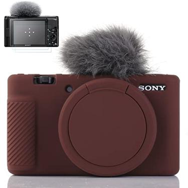 Imagem de Pocoukate Capa para câmera Sony ZV-1, Sony ZV1, capa para câmera digital, antiarranhões, ajuste fino, capa para câmera DSLR macia com protetor de tela ZV1 (café)