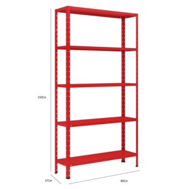 Imagem de Estante 155x80x27 Aço 5 Prateleiras Bipartida Vermelha 10092 - Genéric