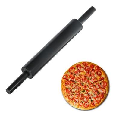 Imagem de Rolo Para Abrir Pizza Massas Profissional 35cm Preto - Malta