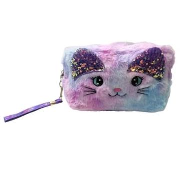 Imagem de Estojo Com Desenho De Gato Com Lantejoula E Pompom - Sami, Mesclado