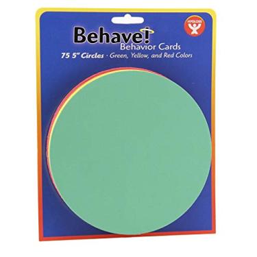 Imagem de Cartões de comportamento Hygloss – motivacionais para estudantes e crianças – Cartões de incentivo vermelho, amarelo e verde para sala de aula – Material de educação de primeira infância – Cartões de quadro de bolso – círculos de 12,7 cm – Pacote com 75
