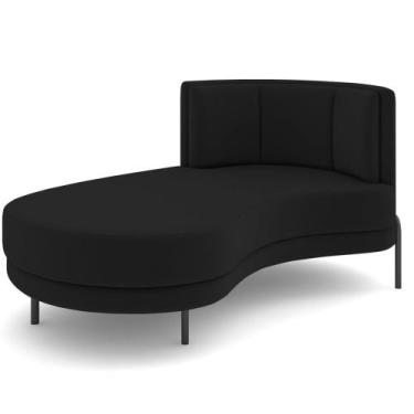 Imagem de Chaise Longue Divã 164cm Braço Direito Logus D06 Veludo Preto - Mpozen