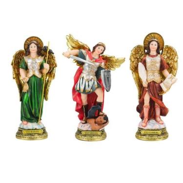 Imagem de Três Arcanjos Gabriel Miguel Rafael 23cm - Enfeite Resina - Taimes