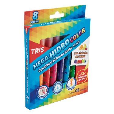 Imagem de Caneta Hidrocor Tris Mega Hidro Color Jumbo Fruits 8 Cores