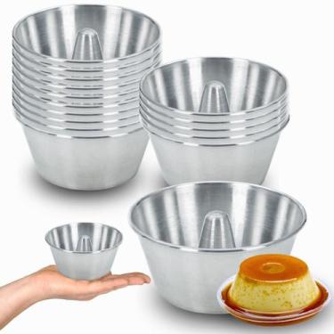Imagem de Kit 15 Forma de Bolo e Pudim Mini com Cone Alumínio Polido 12 cm - Met