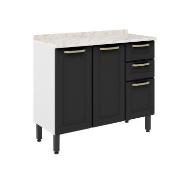 Imagem de Balcão De Aço Com Tampo 3 Portas 2 Gavetas Bertolini Grafite