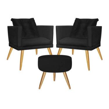 Imagem de Kit 02 Poltrona Com Almofada e Puff Lucia Confort Sala Recepção Escrit