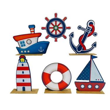 Imagem de Kit Display de Mesa 6 Peças Para Festa Ancora e Timão MDF - Juju Brasi